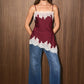 Lace Trim Burgundy Top