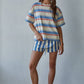 Cotton Multi Striped Short Sleeve Top