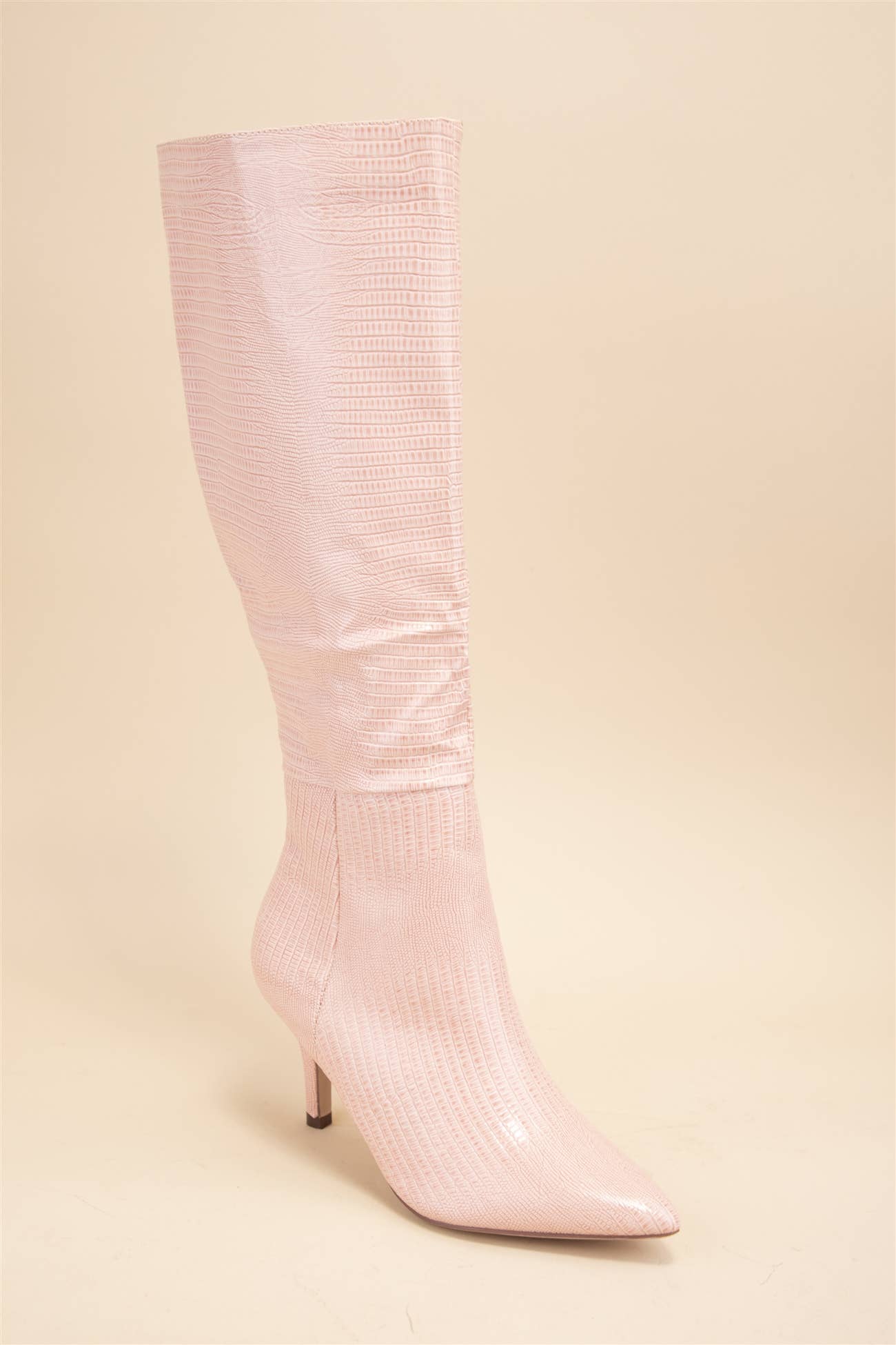 Croc Pattern Patent Finished Pointed Heel Boot
