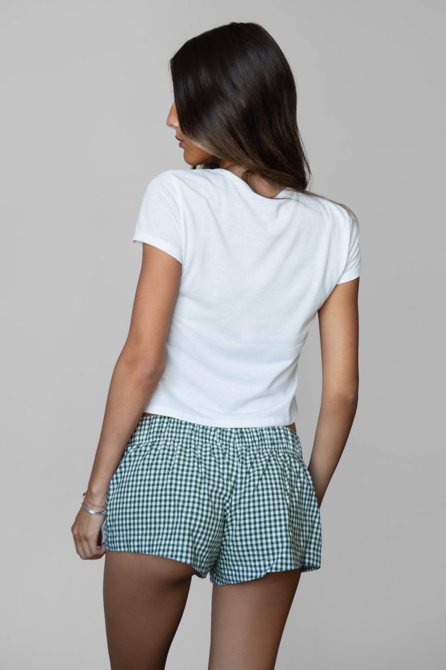 BUNBUN Gingham Elasticated Lounge Boxer Mini Shorts