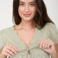 SCALLOPED EMBROIDERED FRONT TIE LACE TOP