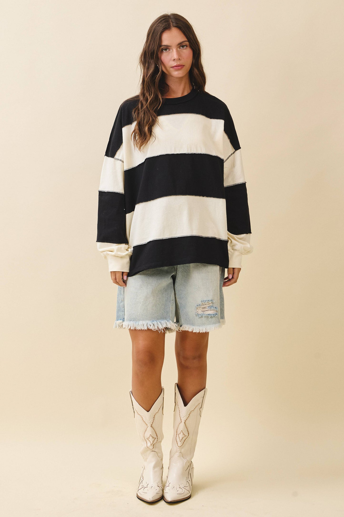 Contrast Panel Long Sleeve Slouchy