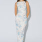 Ruched Floral Print Bodycon Maxi Dress
