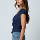 TEXTURE RUFFLE BUTTON DOWN TOP