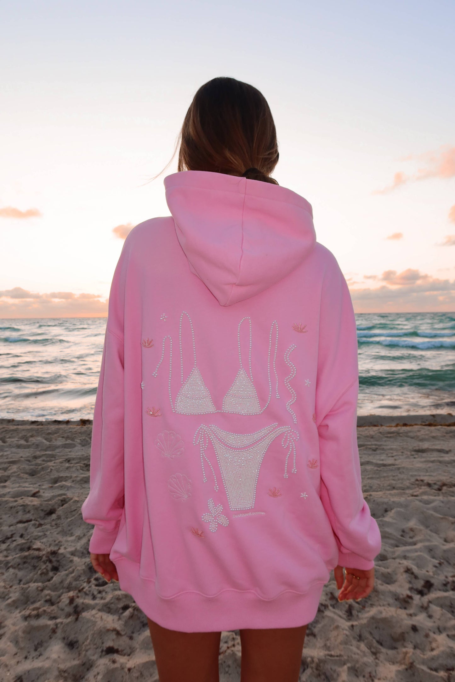 Lottie Pink Bikini Beaded Ocean Hoodie