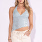 Sequins Embroidery Asymmetrical Top