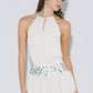 Shell Waist Halter Open Back Mini Dress
