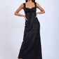 Satin Ruched Bust Sleeveless Open Back