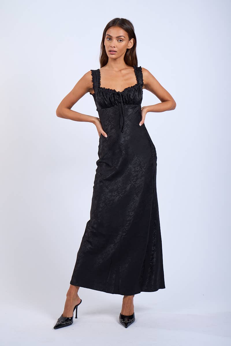 Satin Ruched Bust Sleeveless Open Back