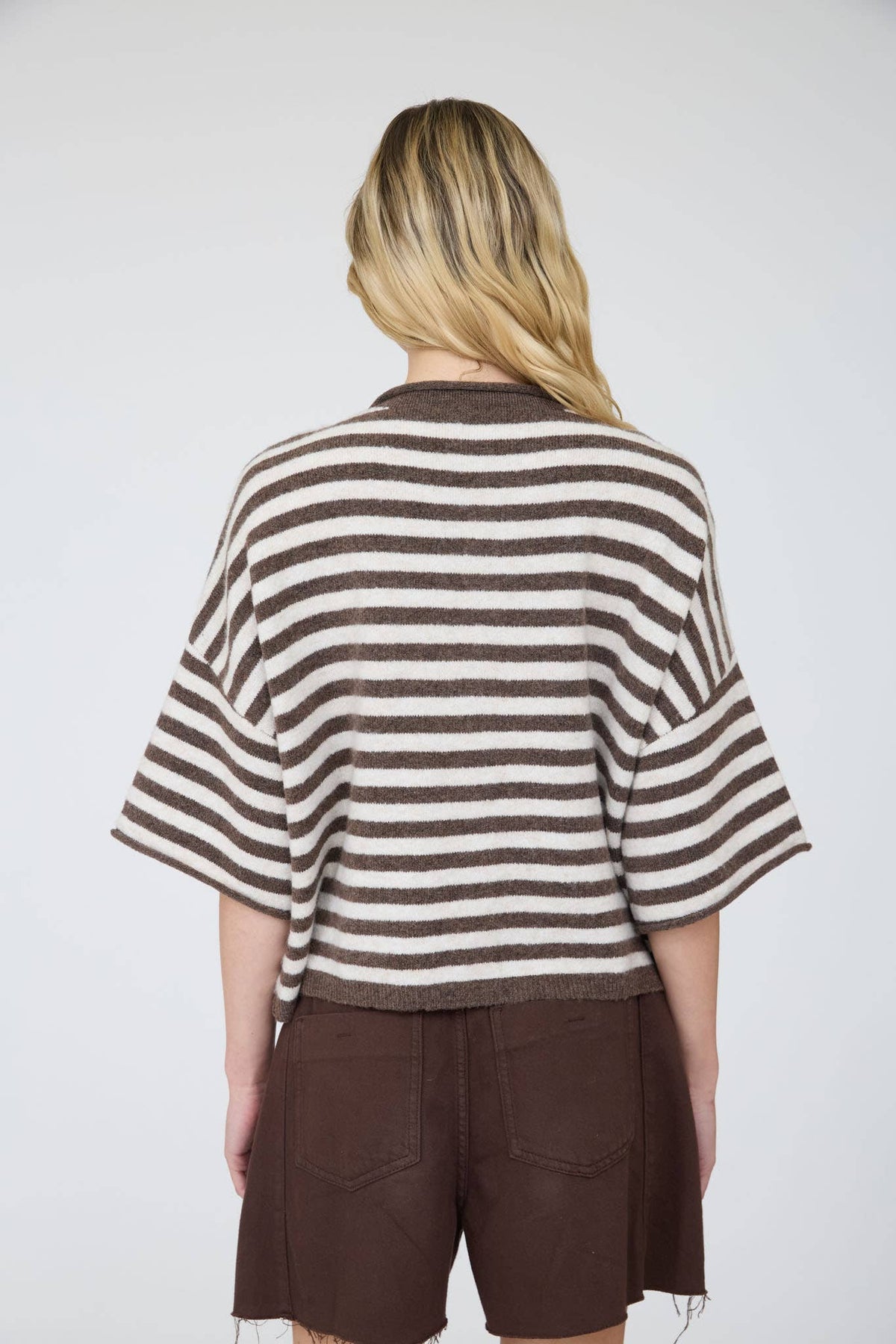 Leah Striped Short Sleeve Cardigan