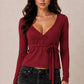 WRAP PLUNGE LONG SLEEVE TOP