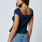 TEXTURE RUFFLE BUTTON DOWN TOP