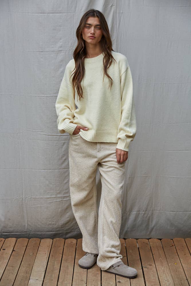 Knit Sweater Crew Neck Pullover Top