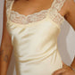 Lace Trim Satin Midi Dress