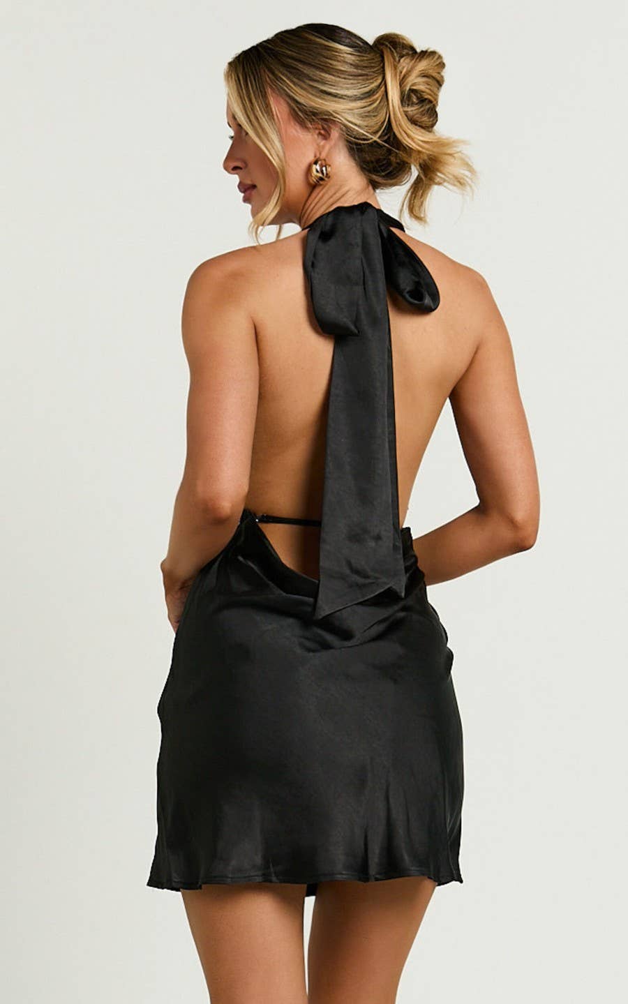 Halterneck Draped Mini Dress