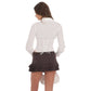 Pinstripe Pleated Ruffle Skort in Brown