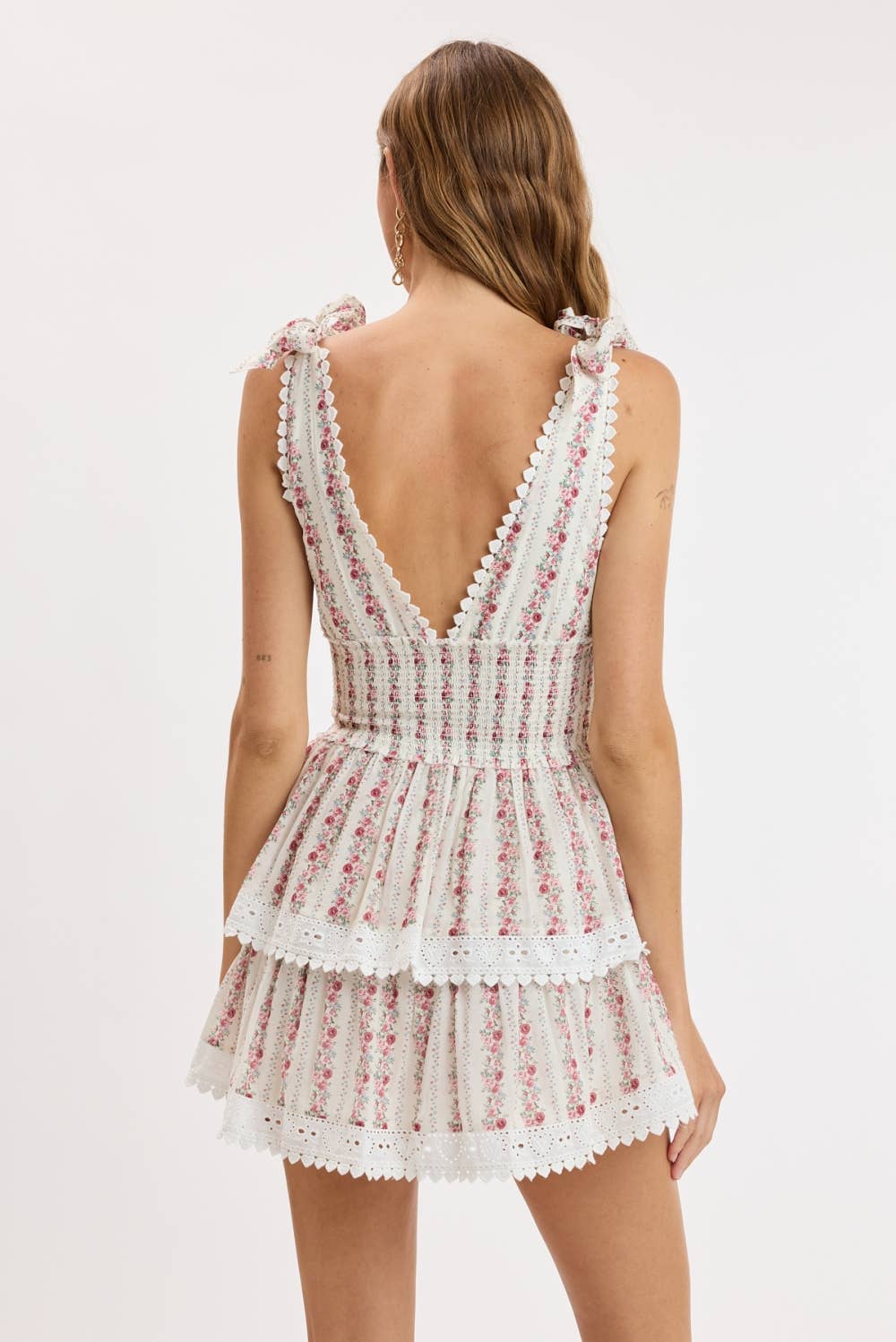 BURGUNDY FLORAL LAYERED LACE MINI DRESS