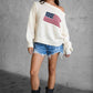 American Flag Knit Off The Shoulder Sweater