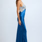 Blue Satin Maxi Dress