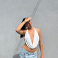 Open Back Halter Cowl Neck Top