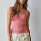 Knit Seamless Ribbed Tank Top with Lace Trim