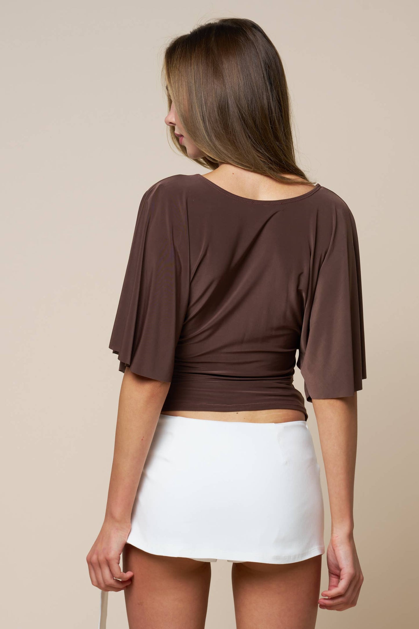 Plunging Short Sleeve Fitted Top