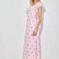Dainty Strawberry Print Square Neck Midi Dress