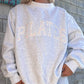 Pearl Grey Mockneck Pilates Embroider Sweatshirt