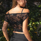 Lace Off The Shoulder Soft Draped Fit Top