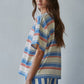Cotton Multi Striped Short Sleeve Top