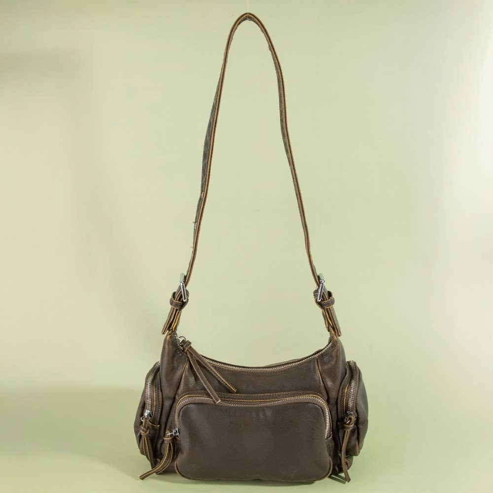 Multi Pocket Leather Shoulder Bag