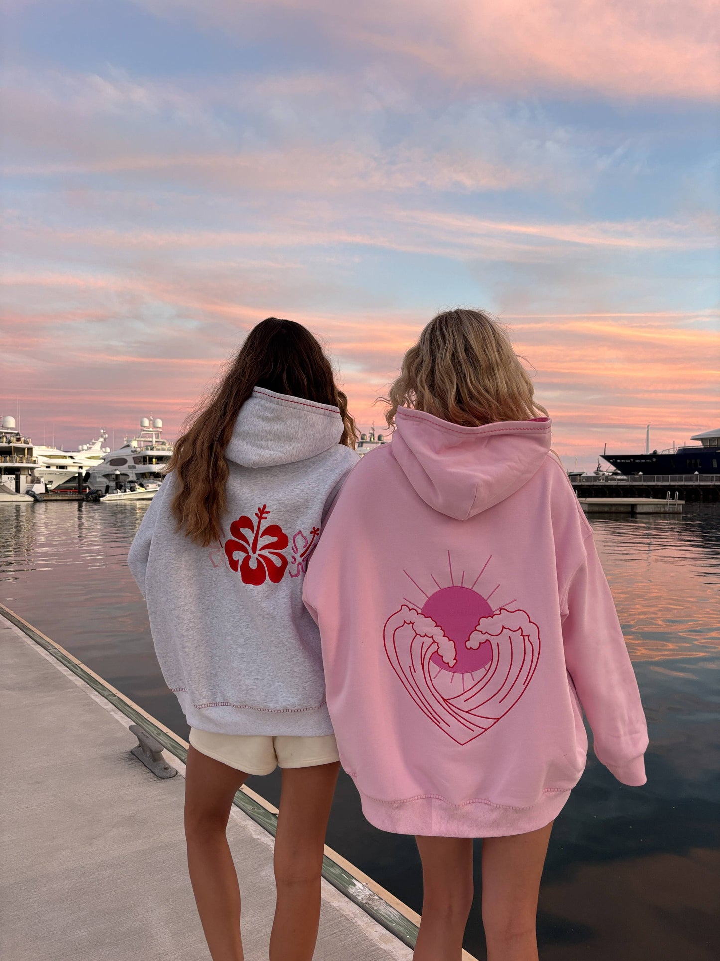 Pearl Grey Hibiscus Flowers Hoodie