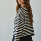 Knit Sweater Striped Button Down Cardigan