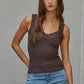 Knit Seamless Ribbed Tank Top with Lace Trim