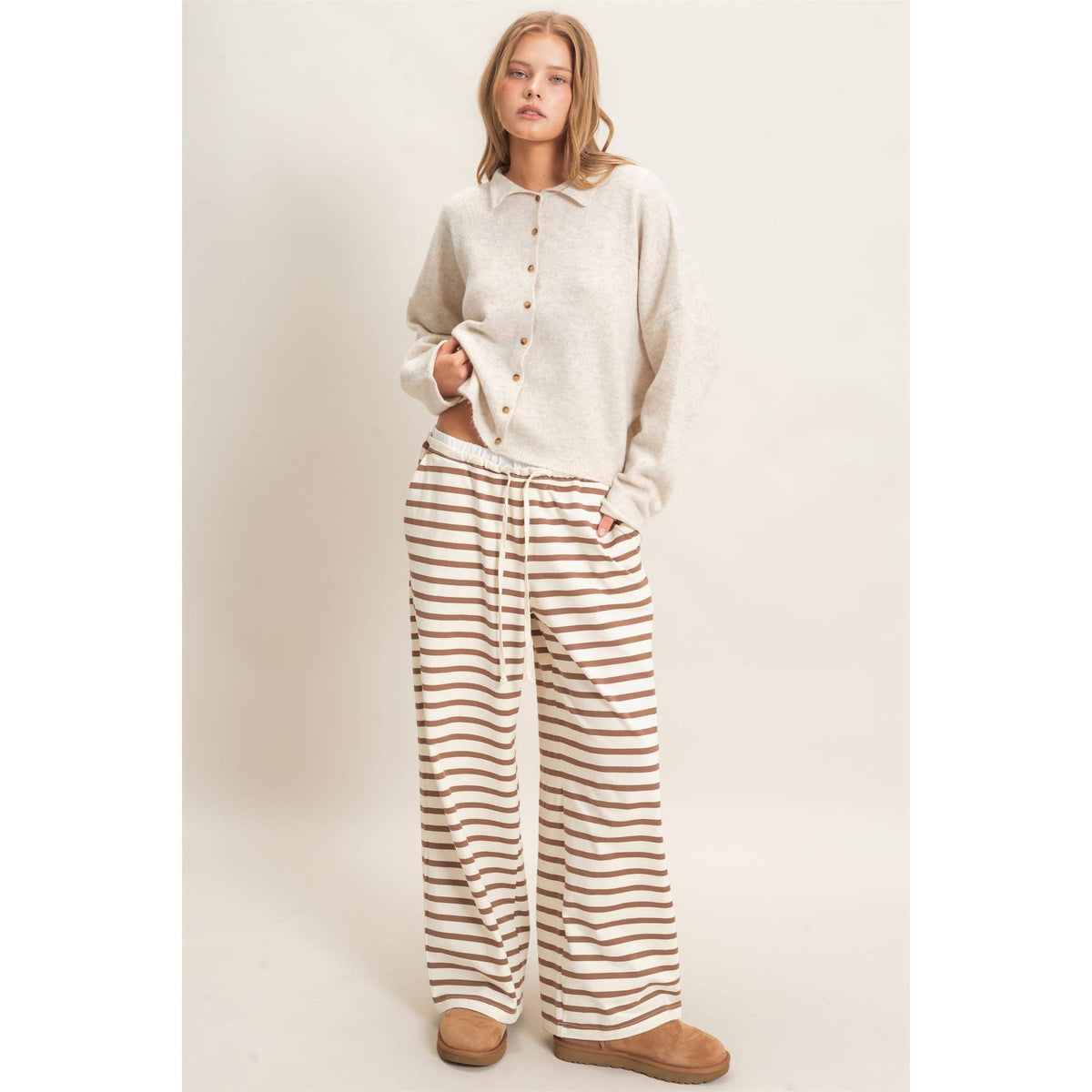 Striped Wide-Leg Pants