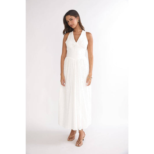 EYELIT HALTER MIDI DRESS