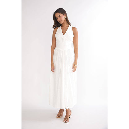 EYELIT HALTER MIDI DRESS