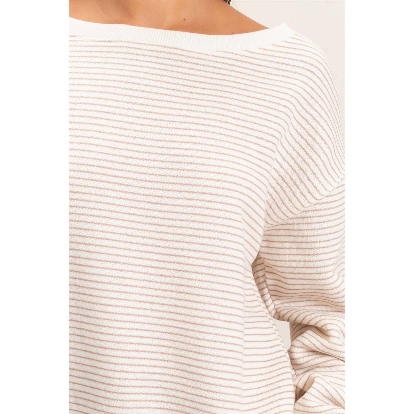 Striped Off The Shoulder Sweatshirt