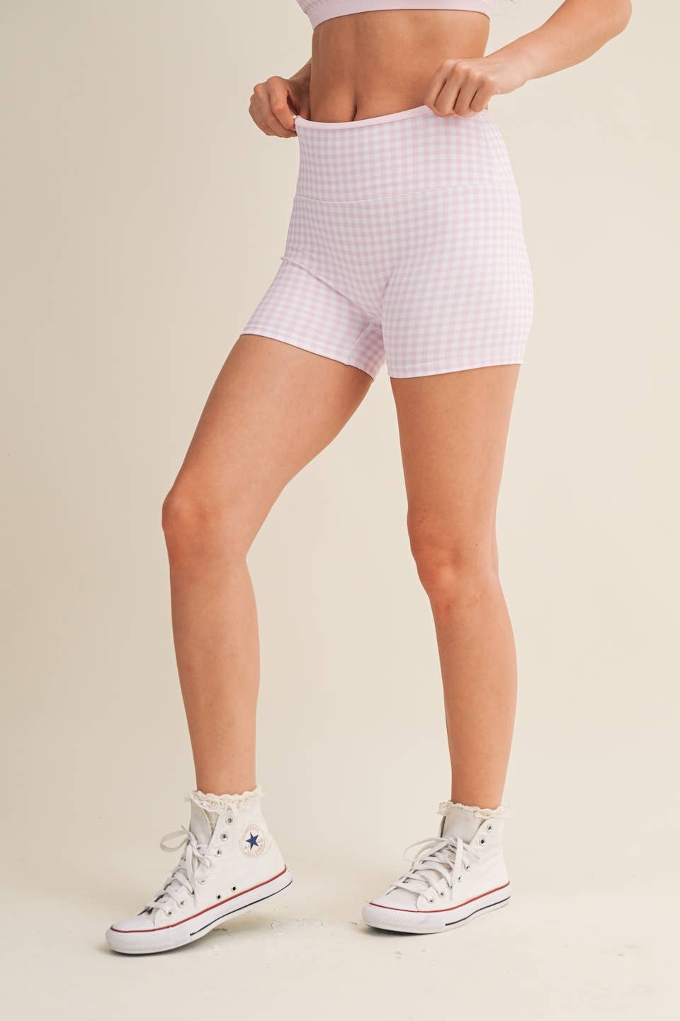 Gingham Print Biker Shorts