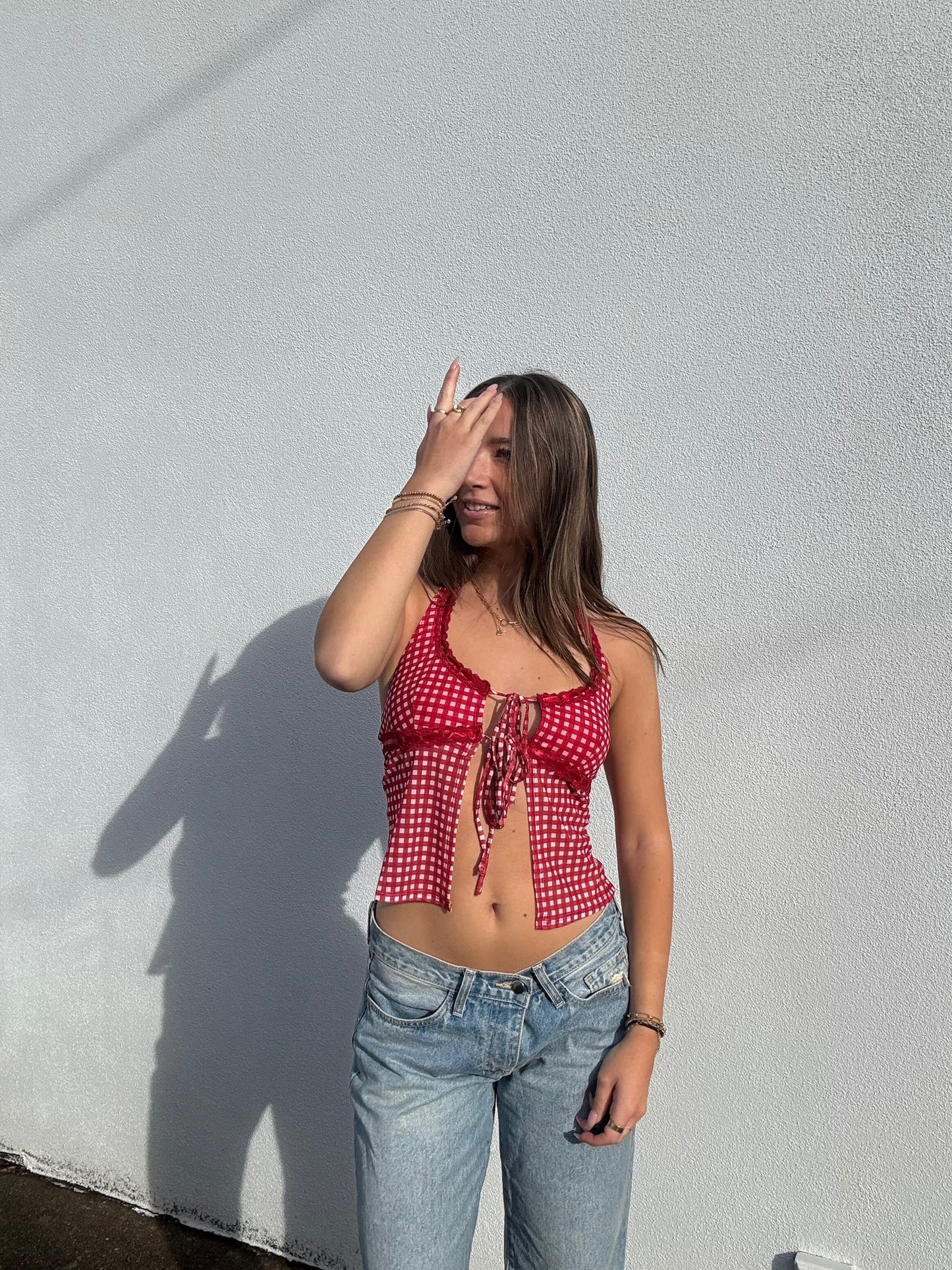 Checkered Tie Top