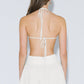Shell Waist Halter Open Back Mini Dress