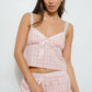 Pink Lace Trim Plaid Cami