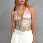 Camo Print Halter Bustier Corset Top