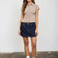 GINGHAM COLLARED SHORT SLEEVE TOP