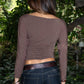 MARCELLE Asymmetric Slouchy Long Sleeve Top