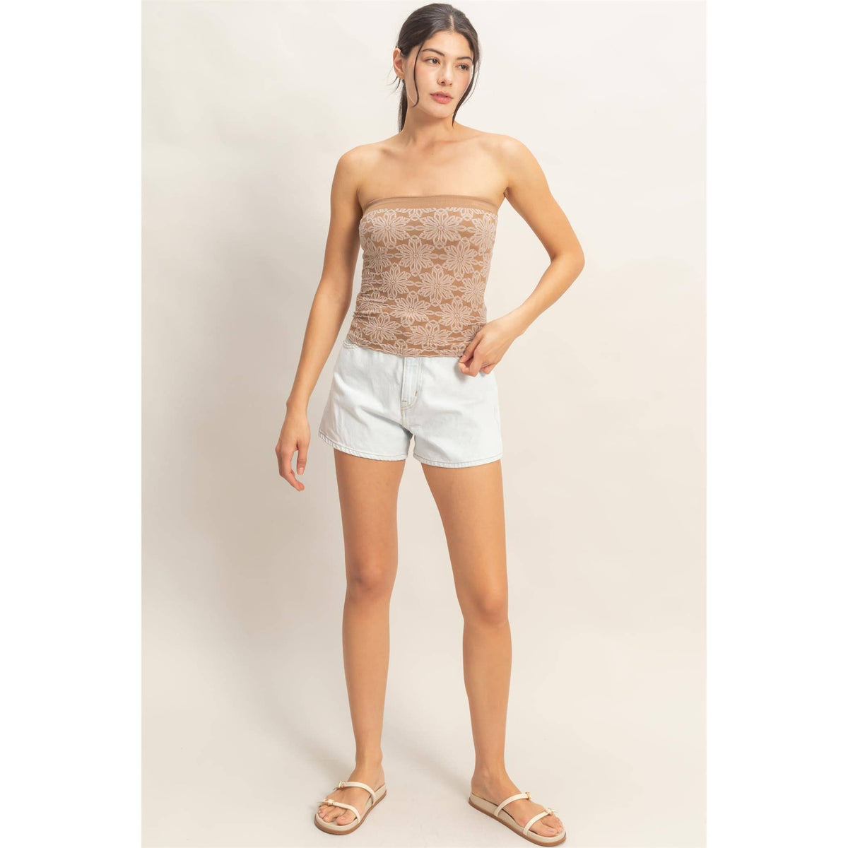 Strapless Jacquard Top