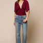 Plunging Short Sleeve Fitted Top
