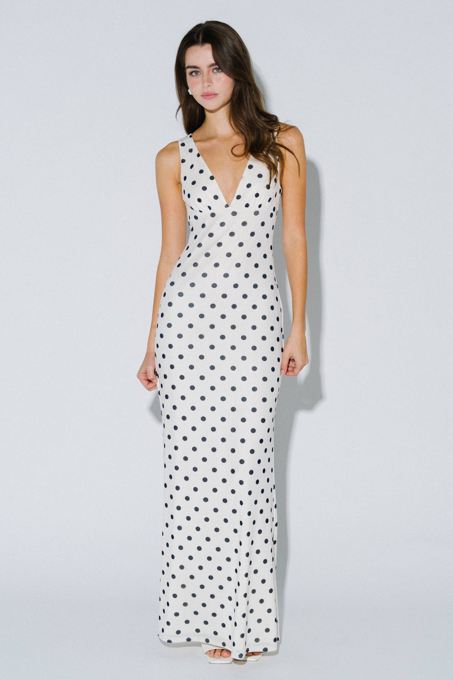 Chic Mesh Polka Dot Maxi Dress