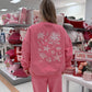 Hibiscus Pink Tropical Embroider Sweatshirt