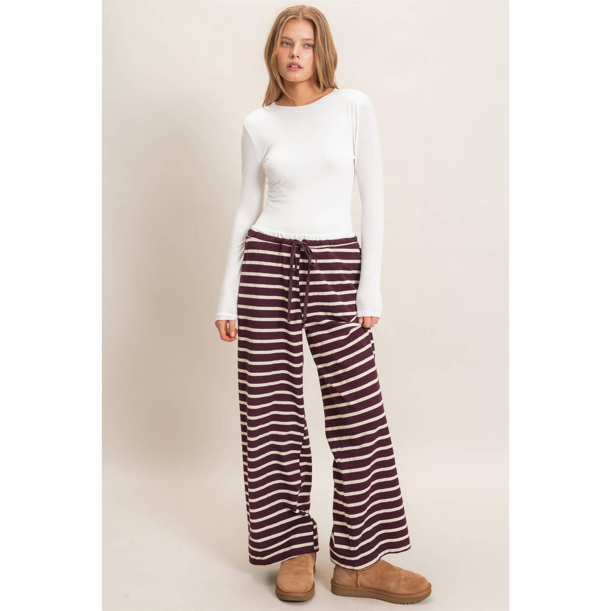 Striped Wide-Leg Pants